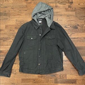 Stylish Black Jacket with Gray Hood